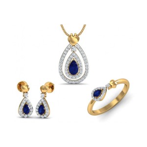 Anchita Sapphire Diamond Pendant Set