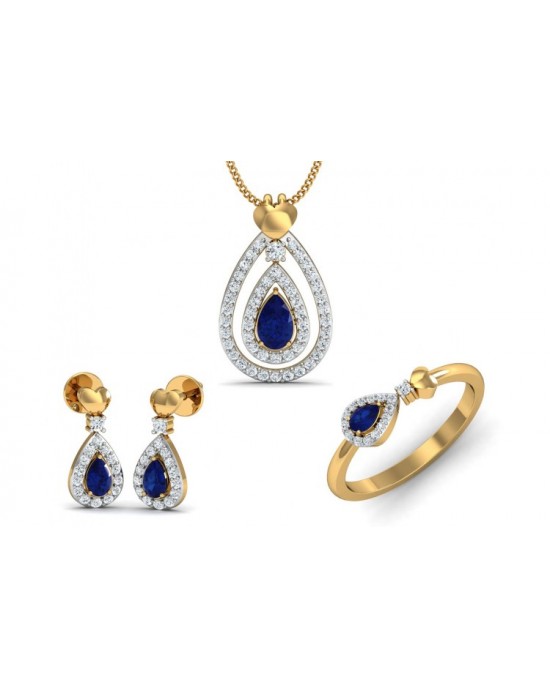 Anchita Sapphire Diamond Pendant Set