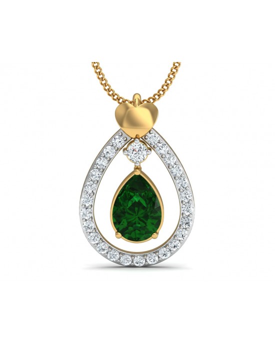 Ameena Emerald Diamond Pendant Set