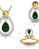 Ameena Emerald Diamond Pendant Set