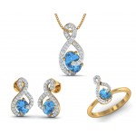 Adina Blue Topaz & Diamond Pendant Set