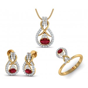 Lara Ruby Diamond Pendant Set in Gold