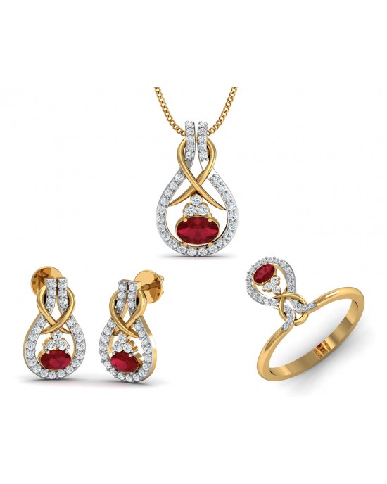 Lara Ruby Diamond Pendant Set in Gold