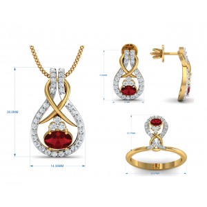 Lara Ruby Diamond Pendant Set in Gold