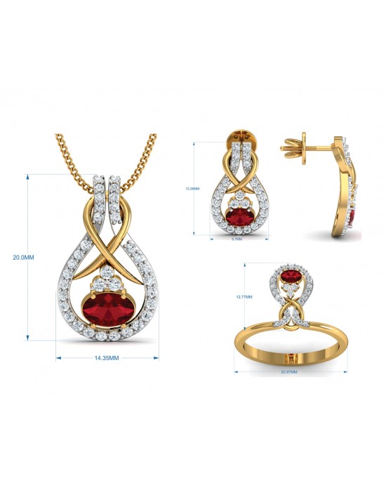 Lara Ruby Diamond Pendant Set in Gold