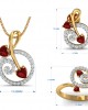 Gia Pink Tourmaline & Diamond Pendant Set