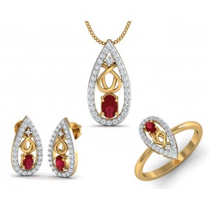 Ishani Ruby & Diamond Pendant Set