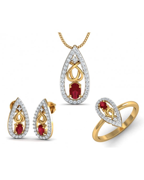 Ishani Ruby & Diamond Pendant Set