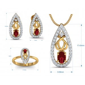Ishani Ruby & Diamond Pendant Set