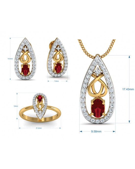 Ishani Ruby & Diamond Pendant Set