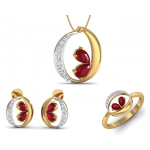 Chiti Ruby Diamond Pendant Set