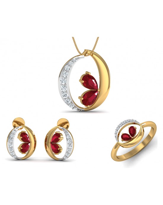 Chiti Ruby Diamond Pendant Set