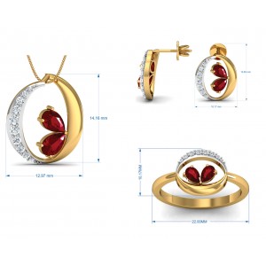 Chiti Ruby Diamond Pendant Set