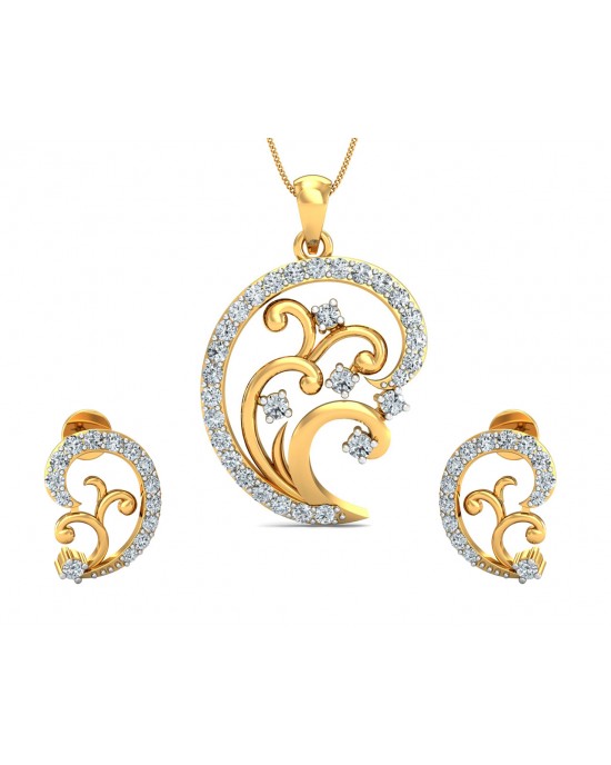 Nawra Diamond Pendant & Earring Set
