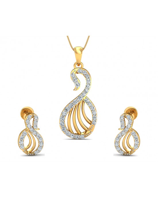 Swan Diamond Pendant Set