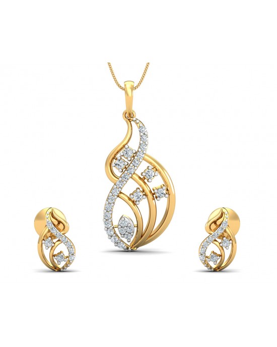 Deena Brilliant Cut Diamond Earring Pendant Set