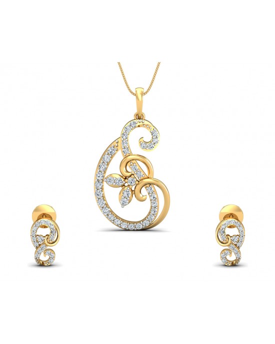 Freya Round Brilliant Diamond Pendant Set