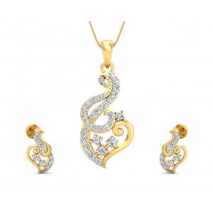 Gini Round Brilliant Cut Diamond Pendant Set