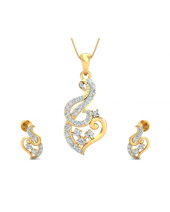 Gini Round Brilliant Cut Diamond Pendant Set