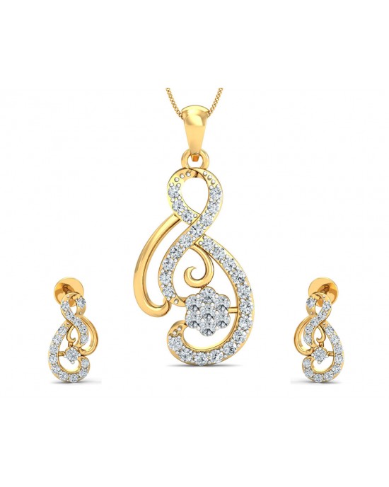 Deiva Round Brillant Diamond Pendant Set