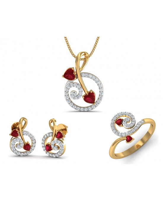 Rida Ruby & Diamond Pendant Set