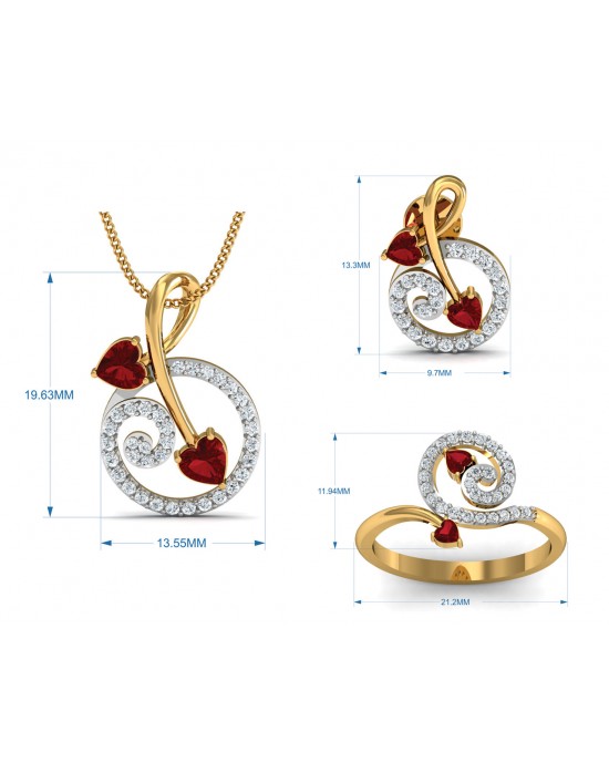 Rida Ruby & Diamond Pendant Set