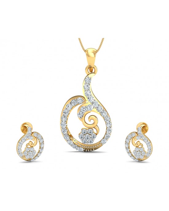 Tania Diamond Pendant Set in Gold