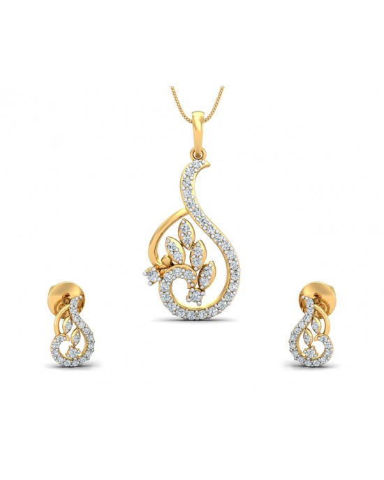 Gail Round brilliant Diamond Pendant & Earring Set