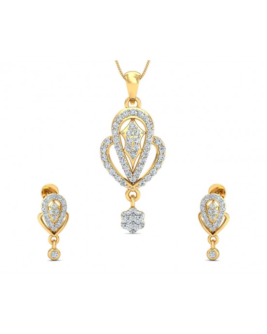 Penne Round Brilliant Diamond Pendant Set