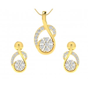 Leba Diamond Pendant & Earrings Set in Gold