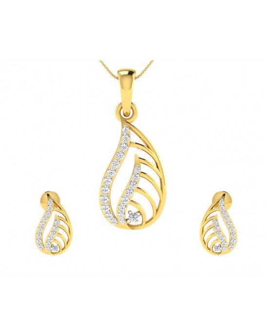 Leza Diamond Pendant & Earrings Set