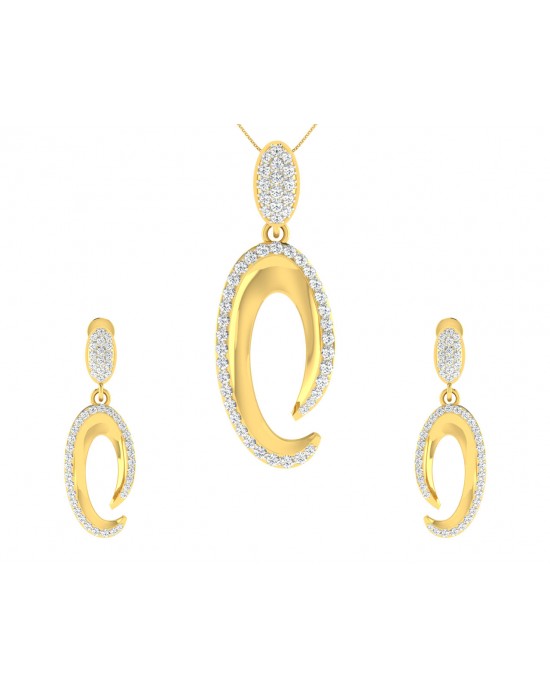 Eeva Diamond Pendant & Earring Set