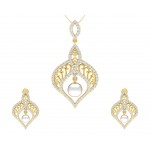 Rina Pearl & Diamond Pendant Set