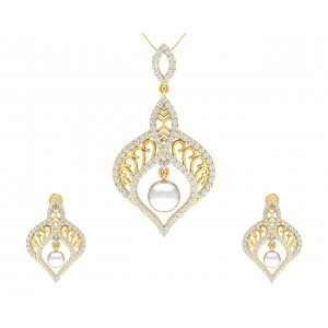 Rina Pearl & Diamond Pendant Set