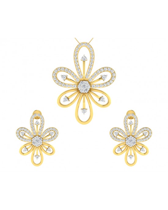 Rhea Diamond Earrings & Pendant Set