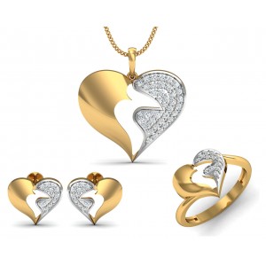 Pana Diamond Heart Pendant Earring & Ring Set