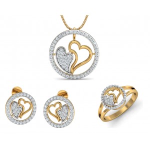 Samra Diamond Hearts Pendant Set