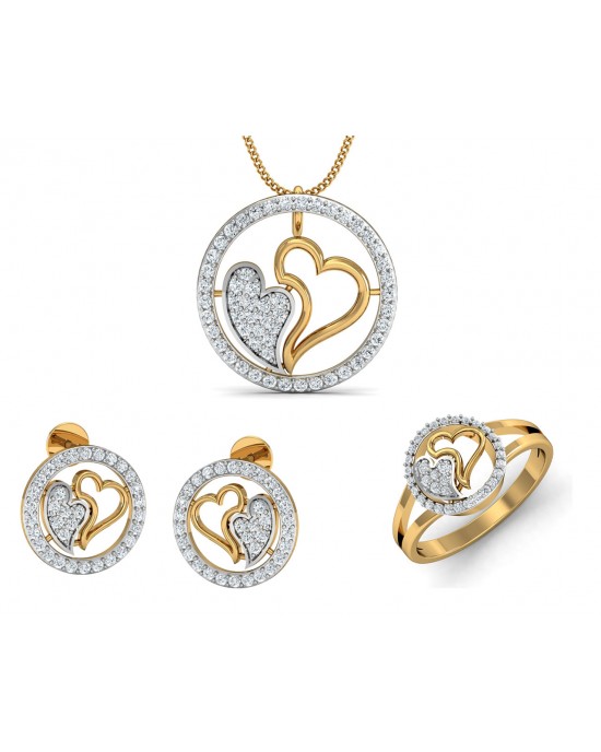 Samra Diamond Hearts Pendant Set