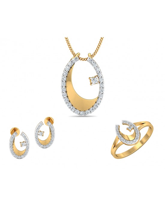 Wina Gold & Diamond Ring, Earring & Pendant Set