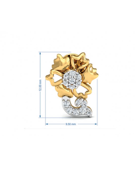 Flora designer diamond pendant, ring & earring set in 14k hallmarked gold