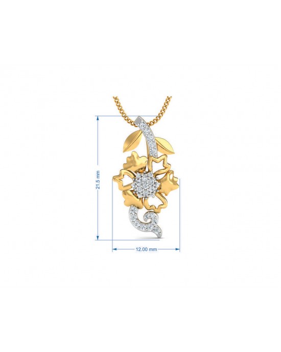 Flora designer diamond pendant, ring & earring set in 14k hallmarked gold