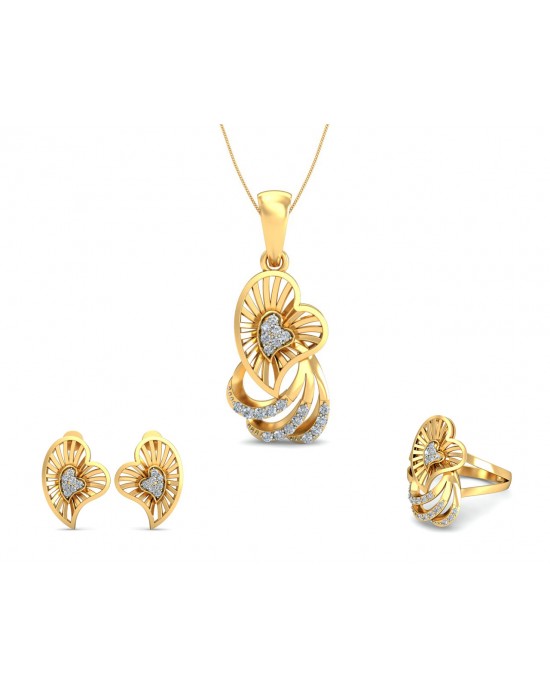 Urith Heart Design Pendant Set with diamonds in 14k gold