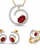 Verica ruby Pendant, Earring & Ring Set in Gold with diamonds