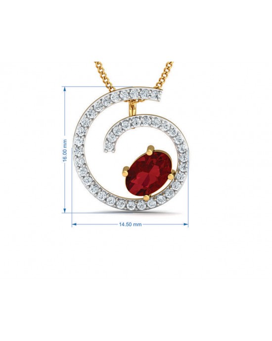 Verica ruby Pendant, Earring & Ring Set in Gold with diamonds