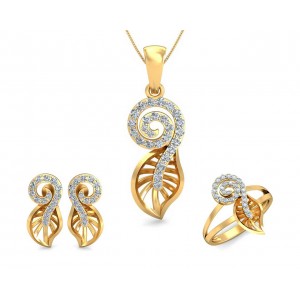 Sama Designer Diamond Pendant, ring & earring set in hallmarked gold