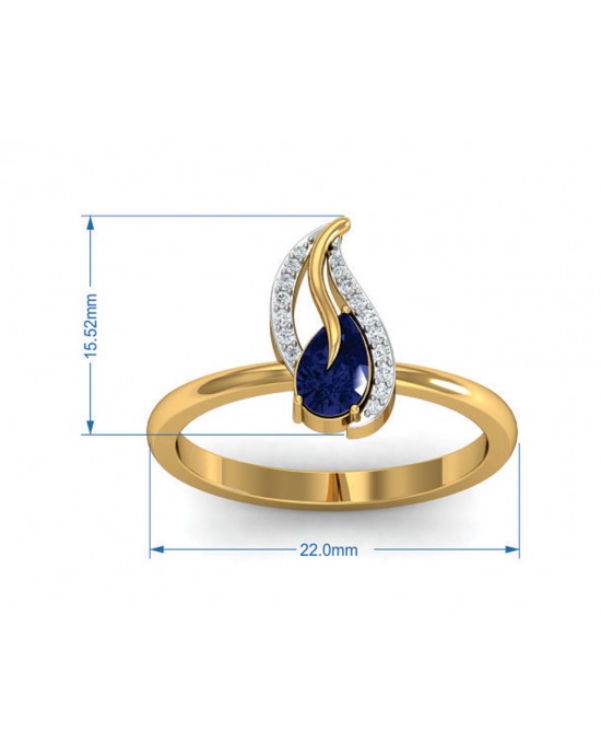 Sary Blue sapphire & diamond pendant, ring & earring set in gold