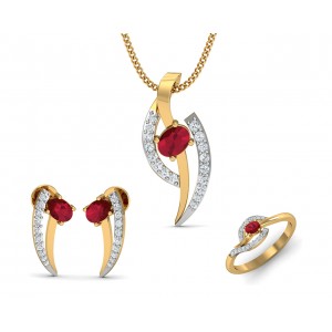 Tory Ruby & Diamond pendant set in Gold