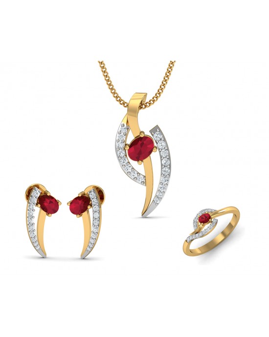 Tory Ruby & Diamond pendant set in Gold