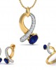 Rami Blue Sapphire & Diamond Pendant, Ring & Earring set in Gold