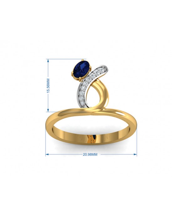 Rami Blue Sapphire & Diamond Pendant, Ring & Earring set in Gold